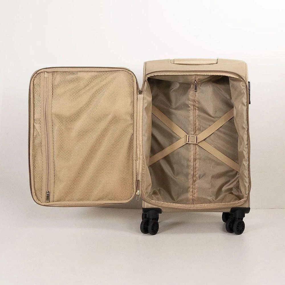Mala de Viagem de Bordo 10 kg em Poliéster Resistente à Água Cadeado TSA Bolsos Clara Bege