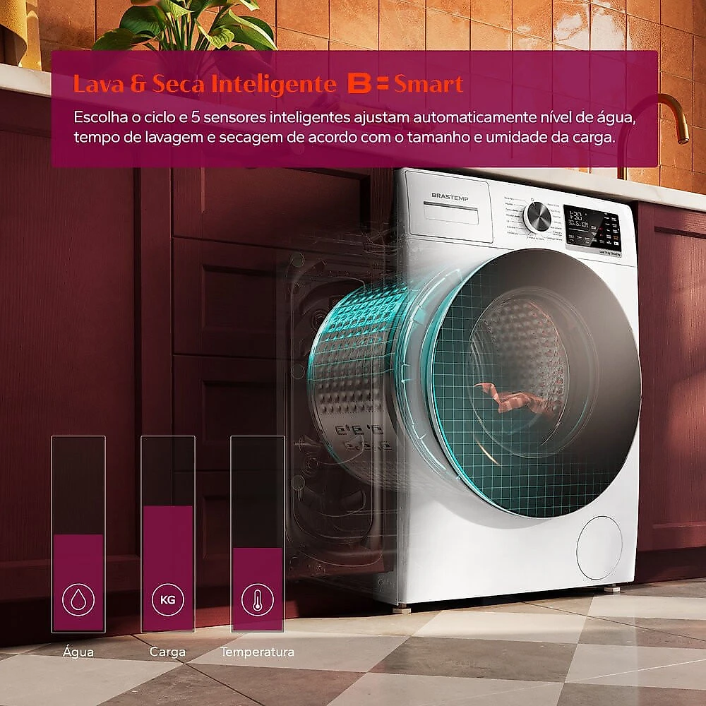 Lava e Seca Brastemp 14 kg/8 kg Lavagem e Secagem Inteligentes, Branca BNO14AB Branco - 110V