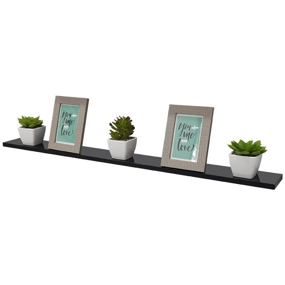 Prateleira Crie Fácil 90X10CM MDP Suporte Invisível Organizador Sala Preto Mercado das Prateleiras