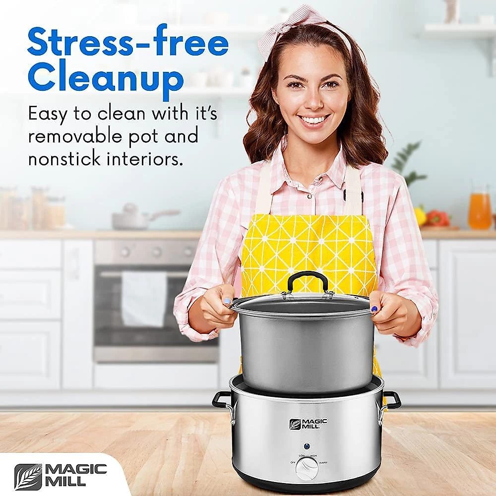 Magic Mill Panela Elétrica Multifuncional 10L Aço Inoxidável co m Controle de Temperatura 110V Prata