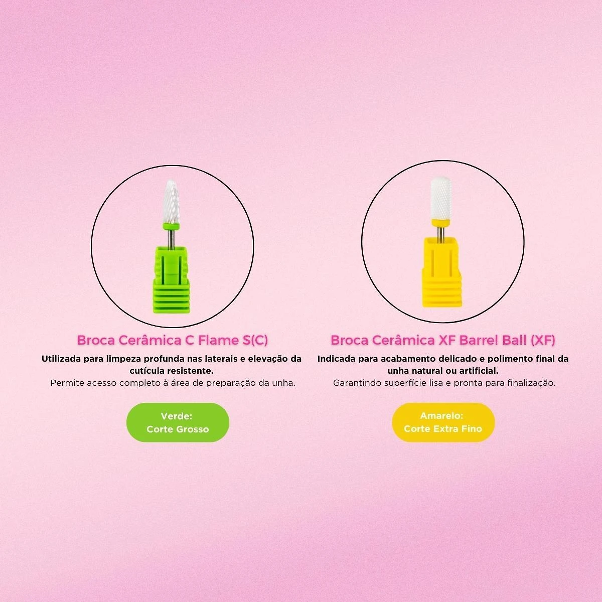 Kit 6 Brocas Tungstênio Cerâmica Lixadeira Unhas Gel Fibra