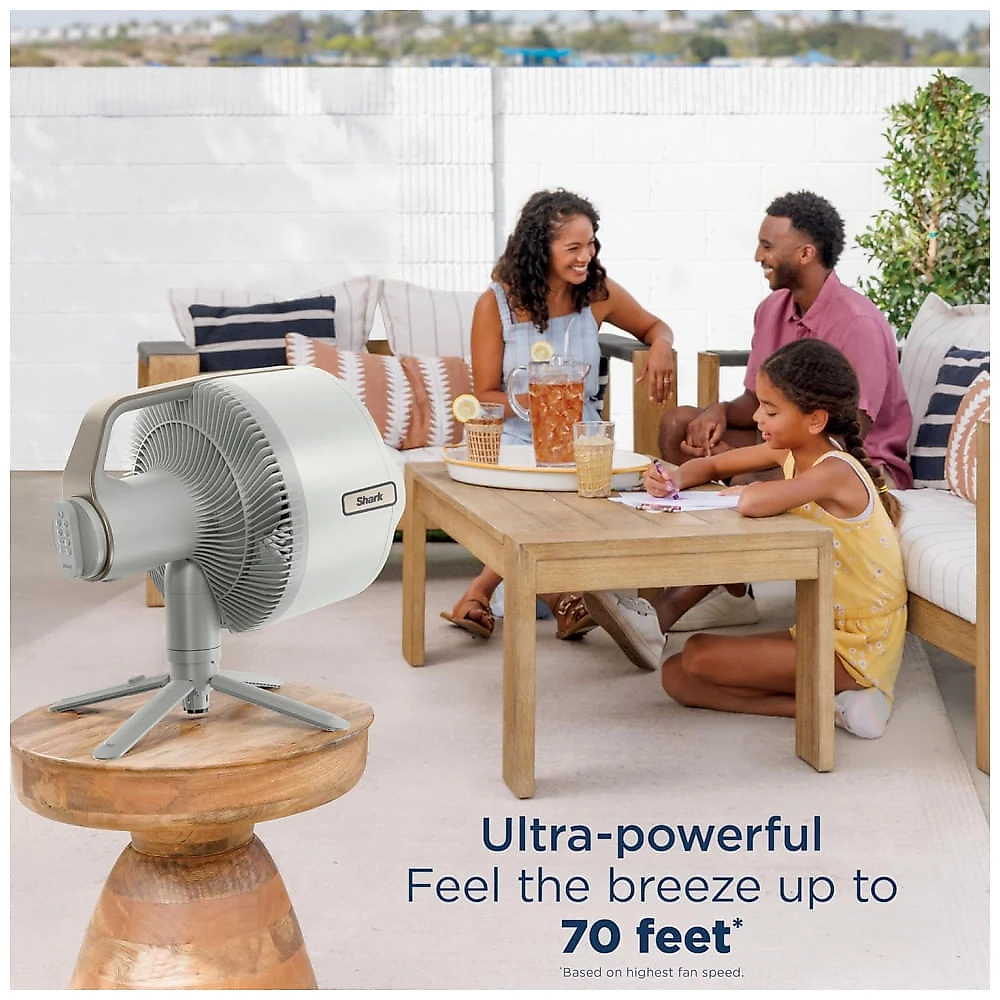 Ventilador Shark FlexBreeze Pro Mist pedestal e de mesa, com névoa integrada, indoor & outdoor, com fio e sem fio, branco, 110V