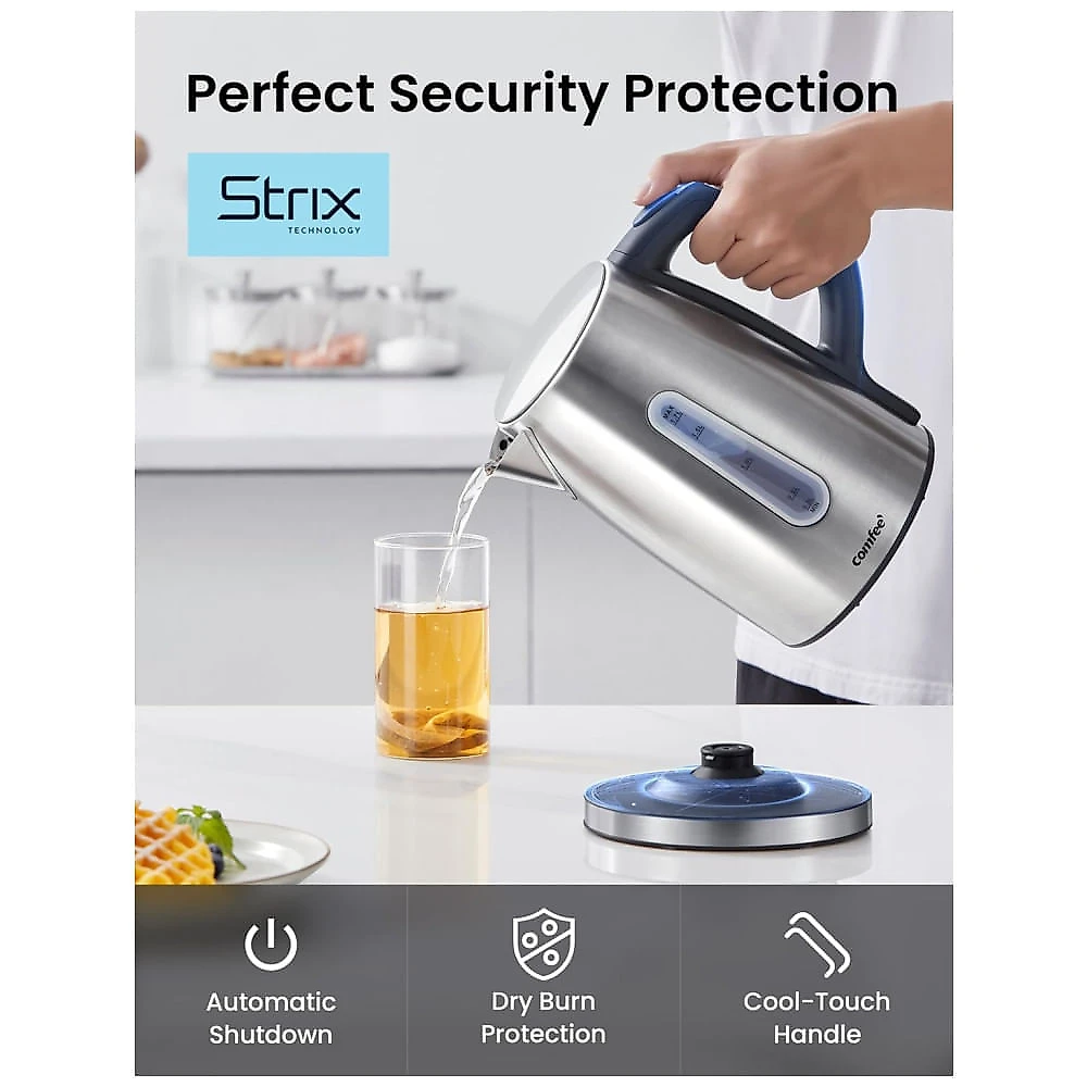 Chaleira de Água Elétrico de Aço Inox COMFEE, Controle de Temperatura 6 Níveis, 1,7L, 1500W, Manter a Água Quente por 1h