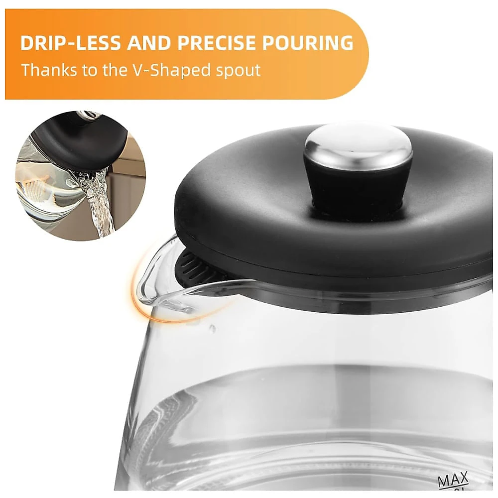 Chaleira Elétrica Panana, 1,8L, 1200W, Tampa Interna de Aço Inoxidável Removível para Limpeza Fácil, Desligamento Automático, Livre de BPA