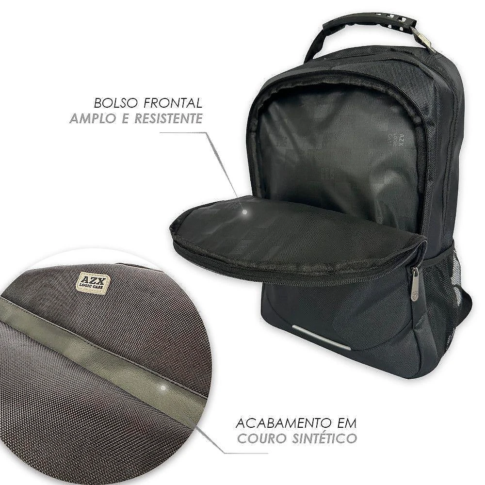 Mochila Para Notebook Impermeável Bolsa Reforçada Acabamento Em Couro Sintetico Preta