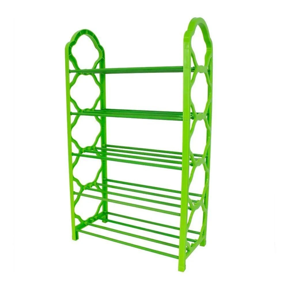 Sapateira de PVC e Metal 5 Prateleiras para 10 Pares Desmontável Verde Yeet