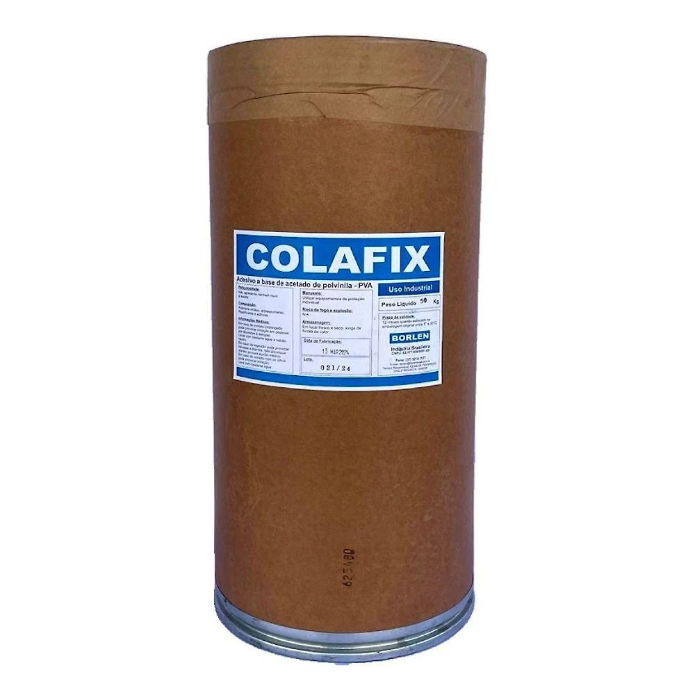 Cola PVA Branca Colafix 1102 para Papelão e Madeira 50kg Adesivo Branco Borlen Brasil