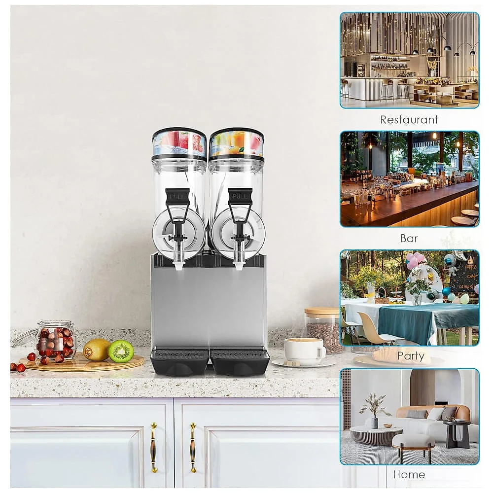Máquina de Slush Raspadinha ROVSUN 30L Duplo Tanque Margariteira Comercial Inox 110V