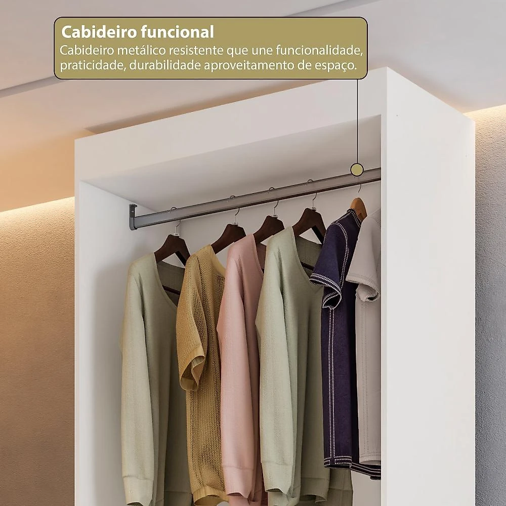 Closet Modulado Roupeiro Sem Portas 2 Gavetas Versatille Yescasa Branco