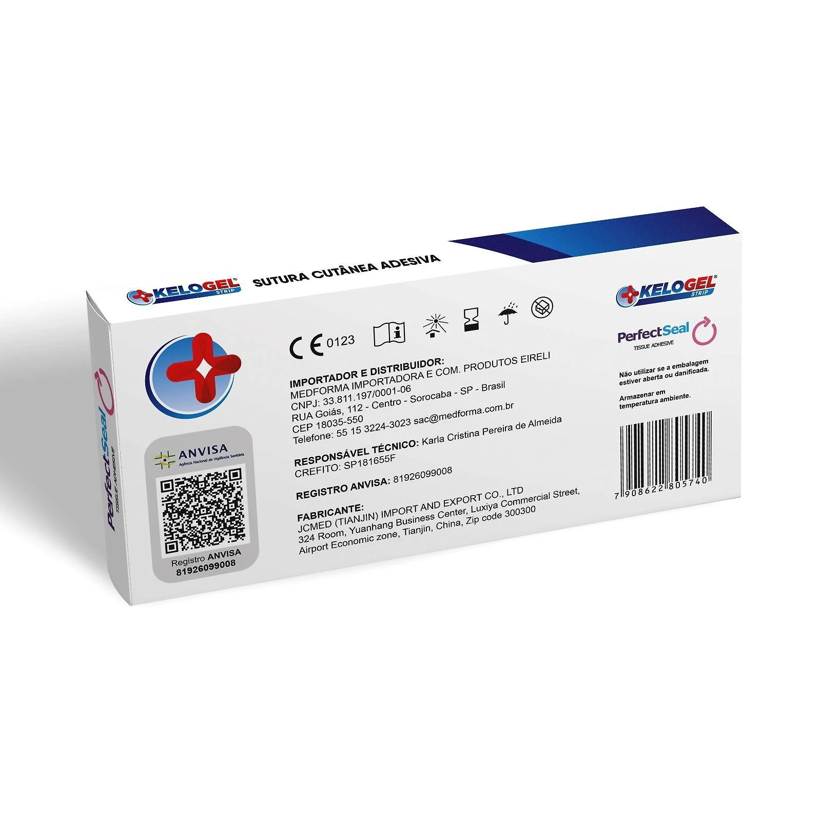 Miniatura Sutura Cutânea Ponto Falso Kelogel Strip 12Mmx100Mm 120Un