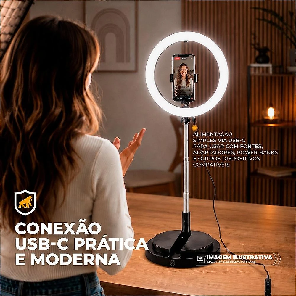 RING LIGHT PORTÁTIL 1,66M - ARMOR - GSHIELD
