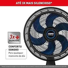 Miniatura Ventilador de Mesa Arno Air Force VA46 40cm 140W 6 Pás 3 Velocidades Preto 110V