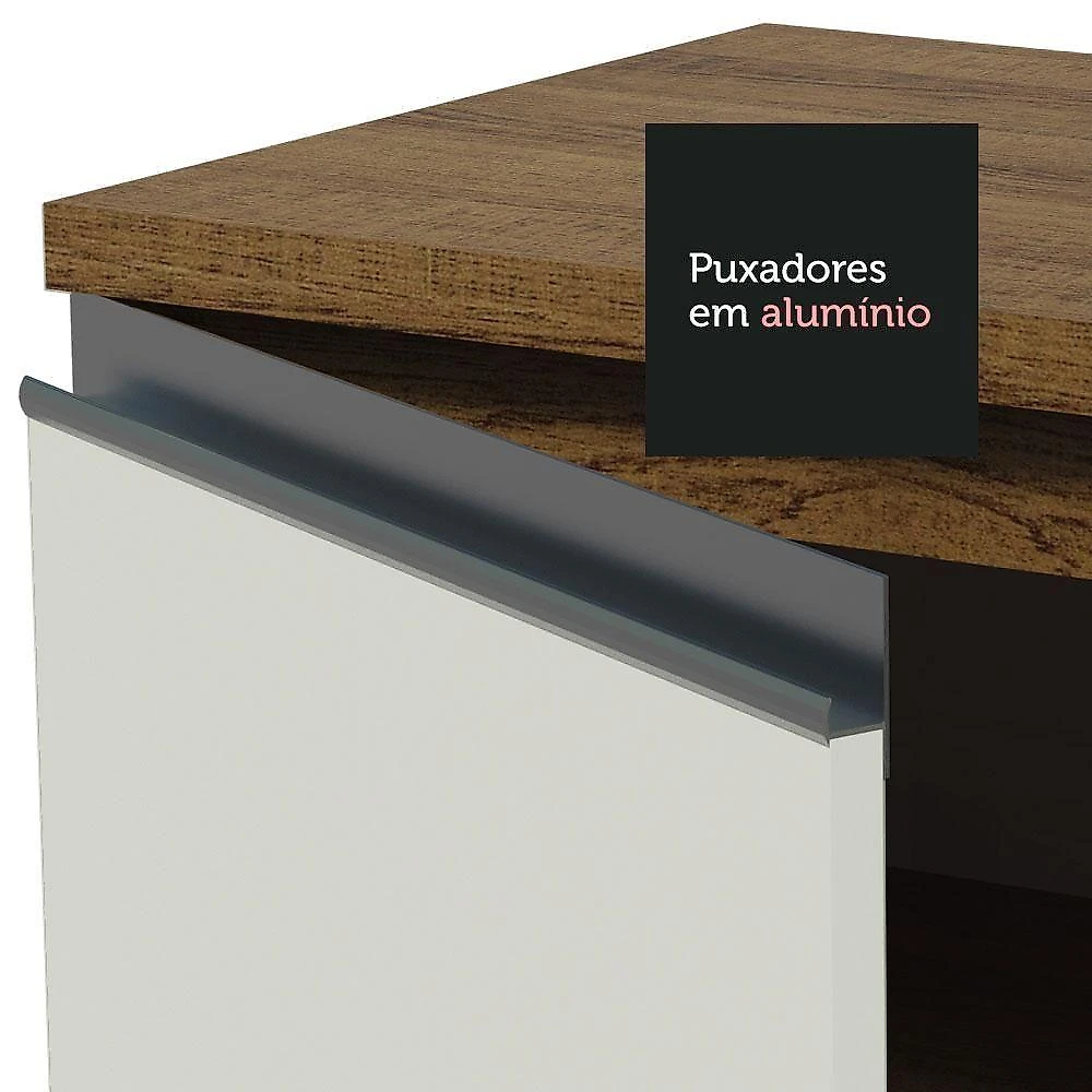 Armário De Cozinha Completa 200cm Rustic/branco Glamy Madesa 07 Rustic/branco