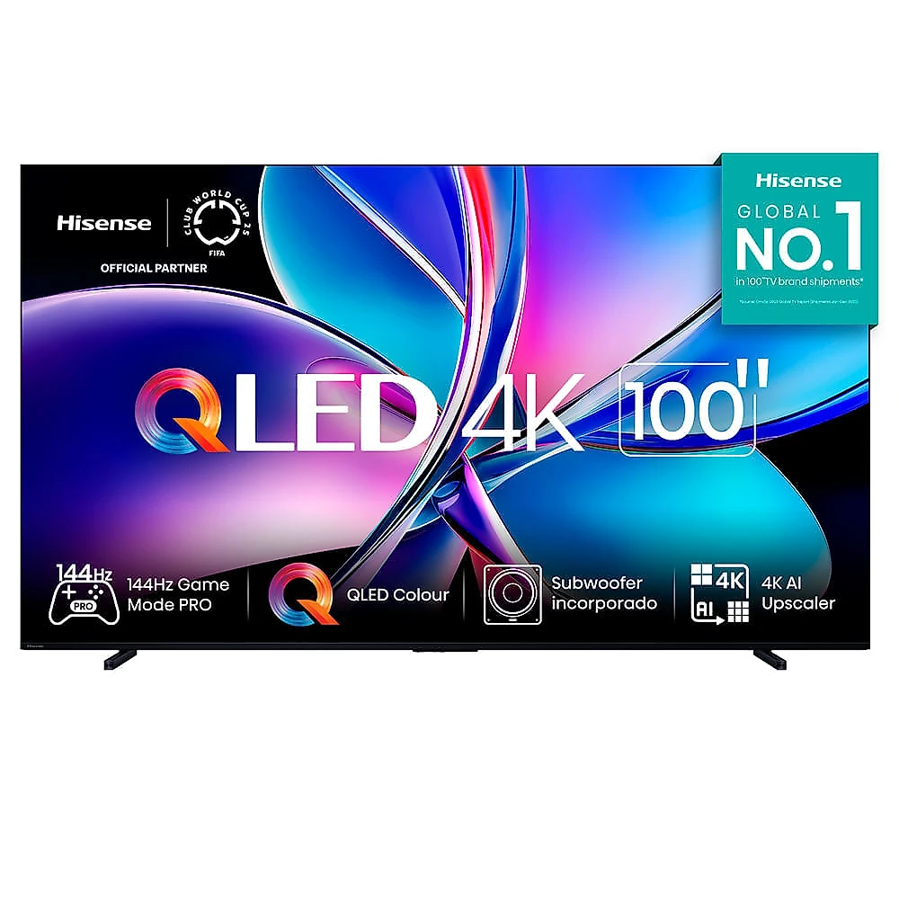Smart TV 4K Hisense QLED 100” Polegadas com Subwoofer Embutido, Modo Jogo Pro, 144Hz e Wi-Fi - 100Q7QG Bivolt
