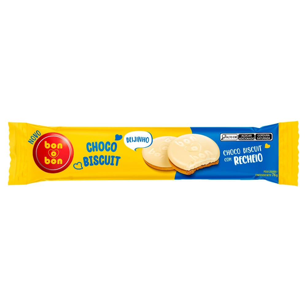 Biscoito Bon O Bon Biscuit Choco com Recheio Sabor Beijinho 76g