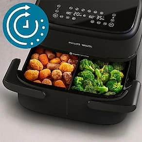 Fritadeira Airfryer Philips Walita Série 1000 NA150 7,1L 1850W Cesto Duplo Preta 110V