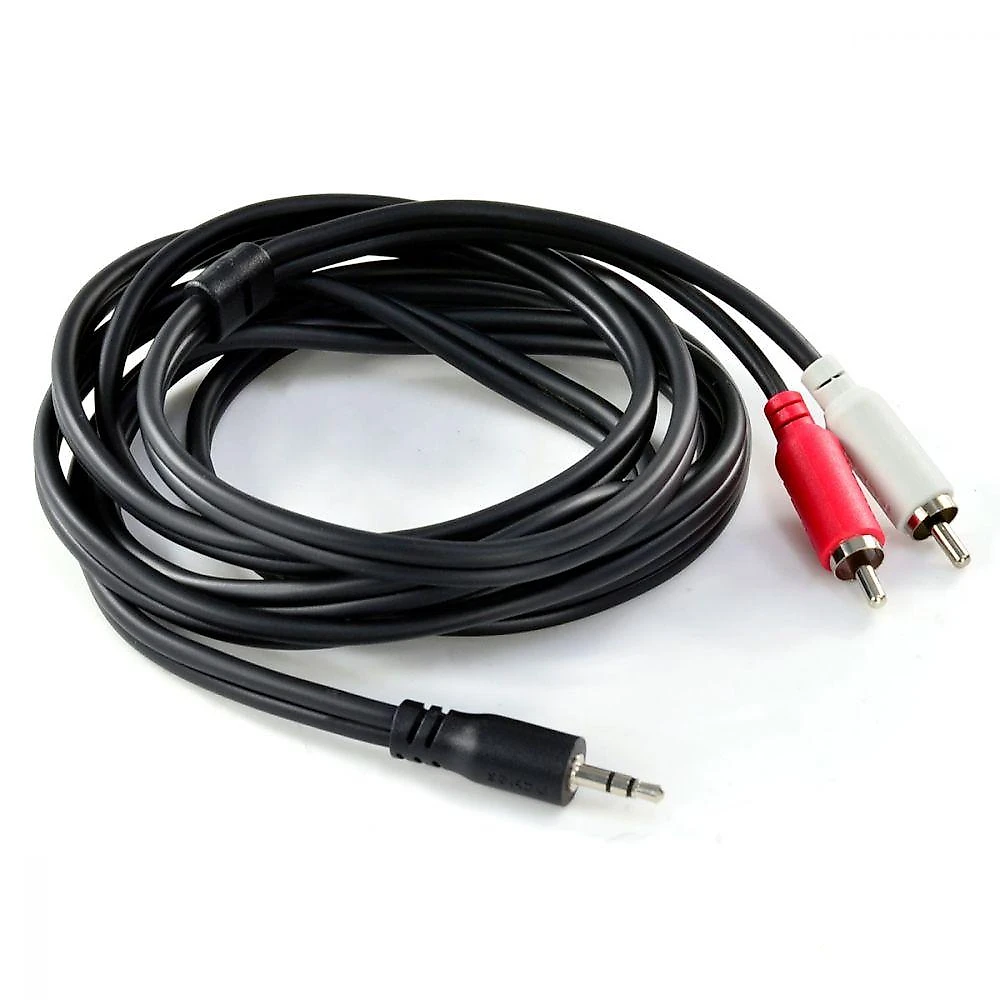 Cabo De áudio 2 Rca Macho Para P2 3.5mm Macho 28awg Puro Cobre 2 Metros - P2r35-2