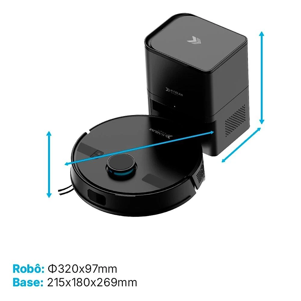 Robô Aspirador e Passa Pano KABUM! smart K800 Pro, Mapeia a Laser, Autolimpante, Recarga automática, 13000Pa, APP, 127v, Preto - KSAR81010PT