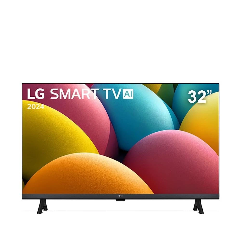 Smart tv 32" lg hd 32lr600bpsa com processador a5 ger 6 ai, alexa integrado, lg channels, webos 23, compatível com controle smart magic