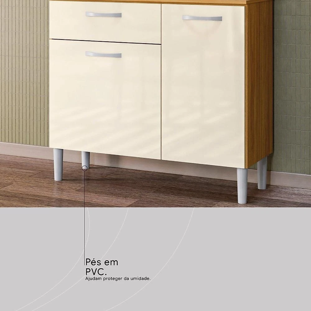 Cozinha Compacta 4 Portas 1 Gaveta Malta Cinamon/Off-White