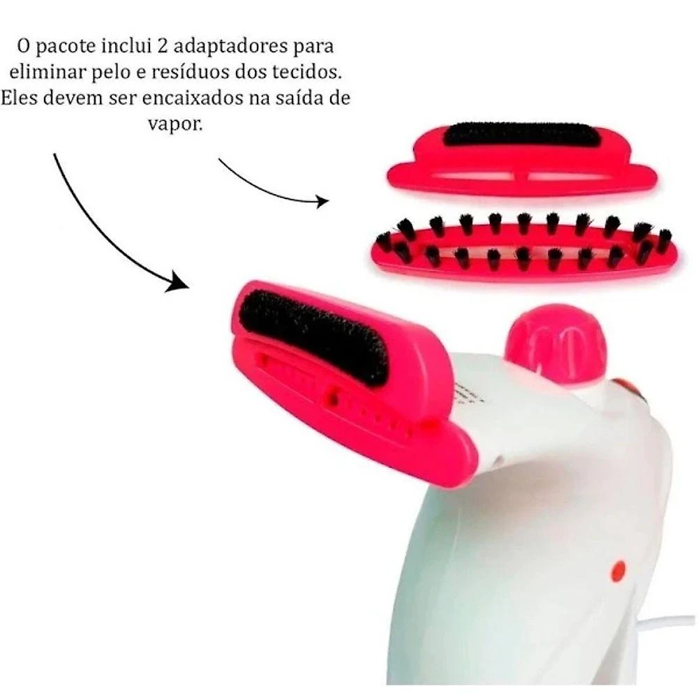 Passadeira a Vapor Portátil OEM 800W com Escovas de Cerdas Branco e Rosa 110V