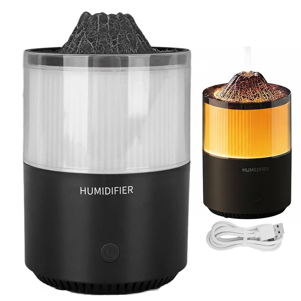 Umidificador Luminaria Vulcao Braslu 0,2L com Aromaterapia Filtro Lavável Preto 110V
