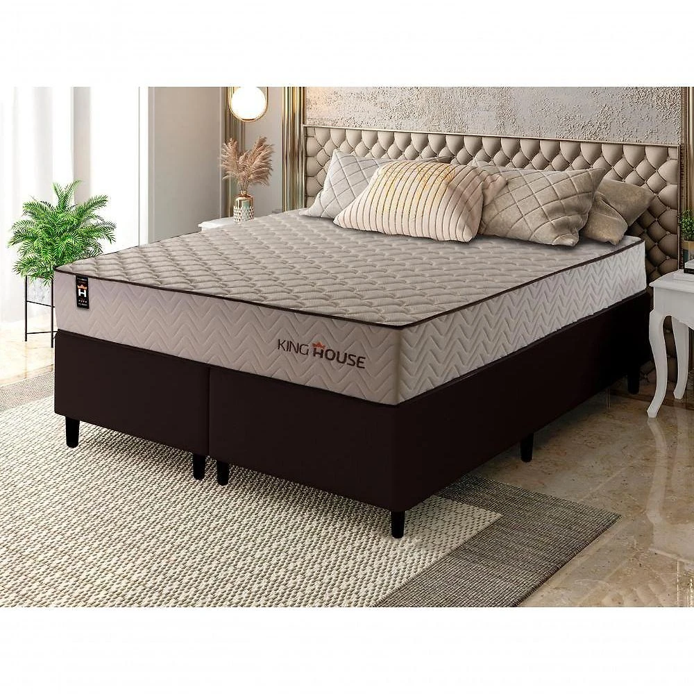 Cama Box San Diego Espuma King 193x203 Bege King House