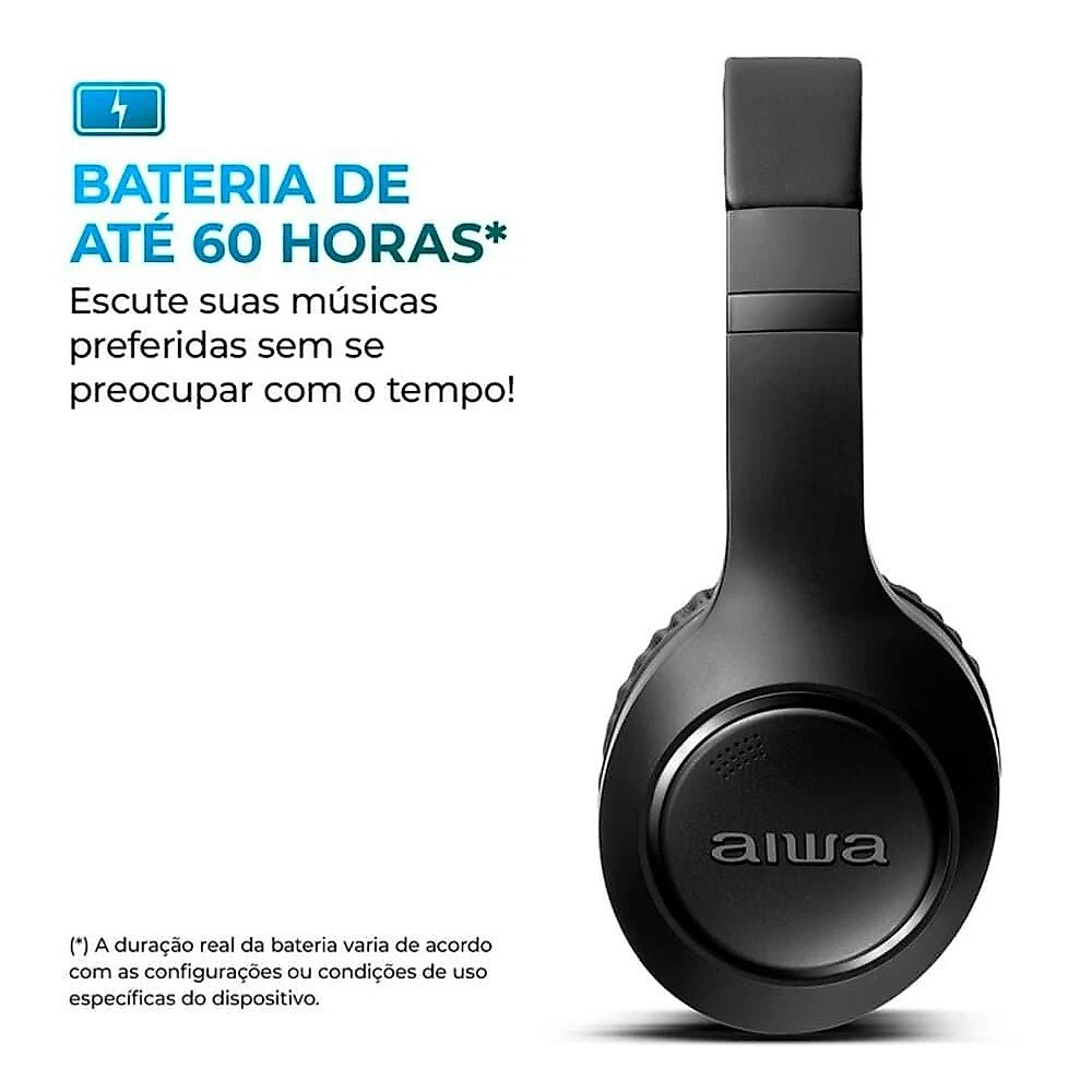Headphone AIWA, Bluetooth 5.4, Cancelamento de Ruído ANC, Preto - AWS-HP-04-B