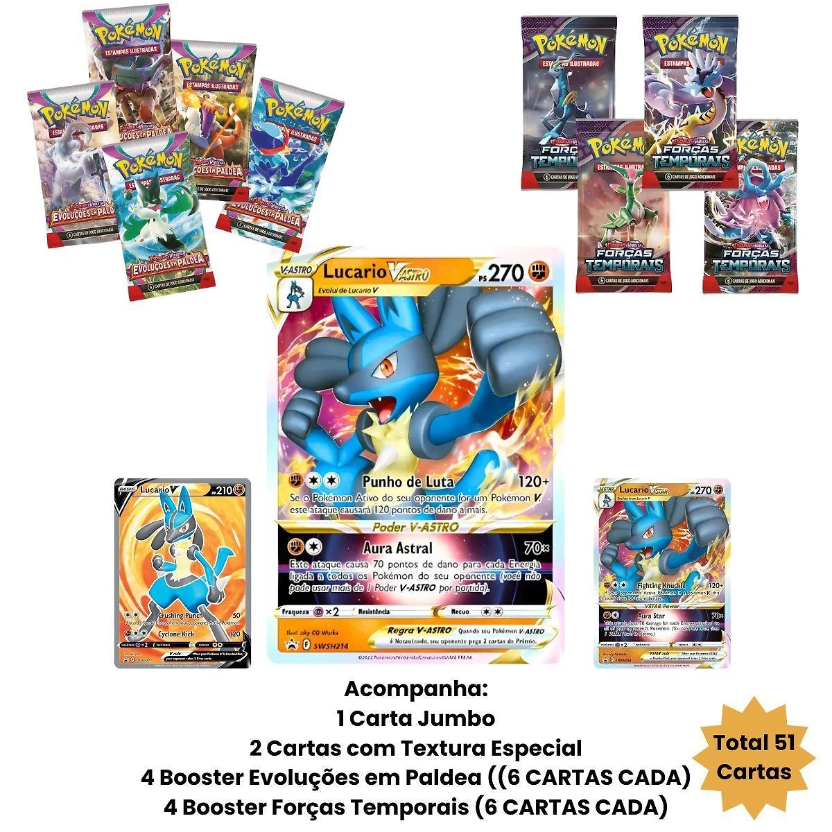 Miniatura Box De Cartas Lucario V-Astro Com 51 Cartas Pokémon