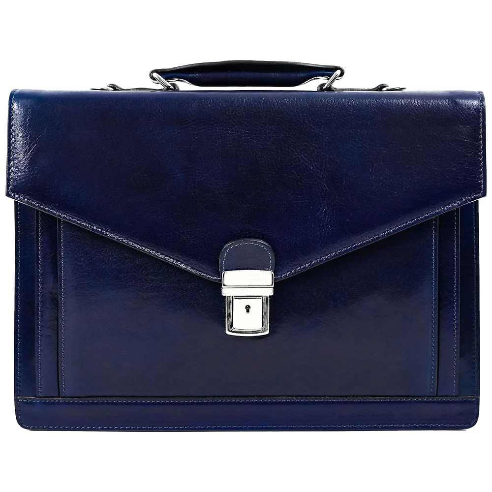 Bolsa Carteiro Masculina de Couro Artesanal Italiano para Laptop com 15 Polegadas e Fecho em Zíper, Time Resistance, ...