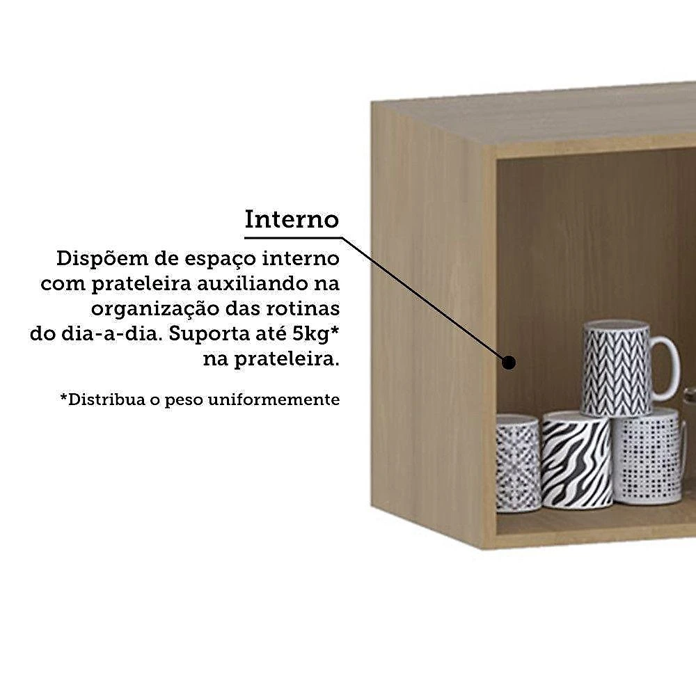 Armário Aéreo De Geladeira 80cm 2 Portas Classic Luciane Móv Freijó/freijó Brasil