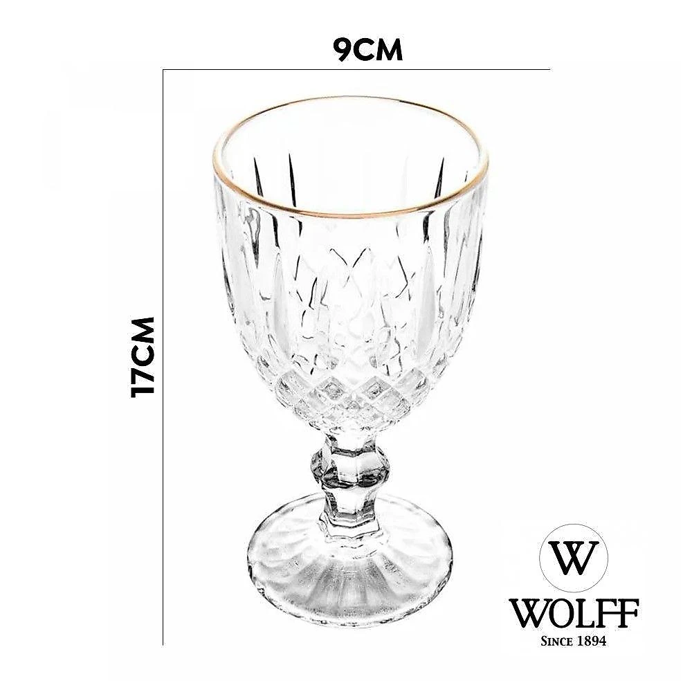 Jogo Jarra 1l Greek Com 8 Taças De Vidro 345ml Fio De Ouro Borda Dourada água Suco Wolff