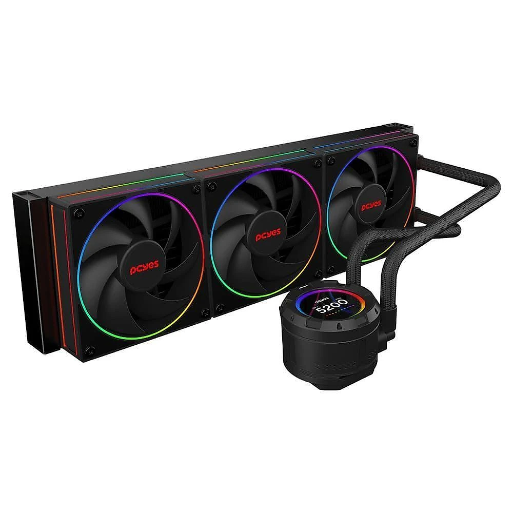 Water Cooler Pcyes Vision 360mm Black Vulcan com Tela LCD 2,1 Preto webcontinental-7908445434745