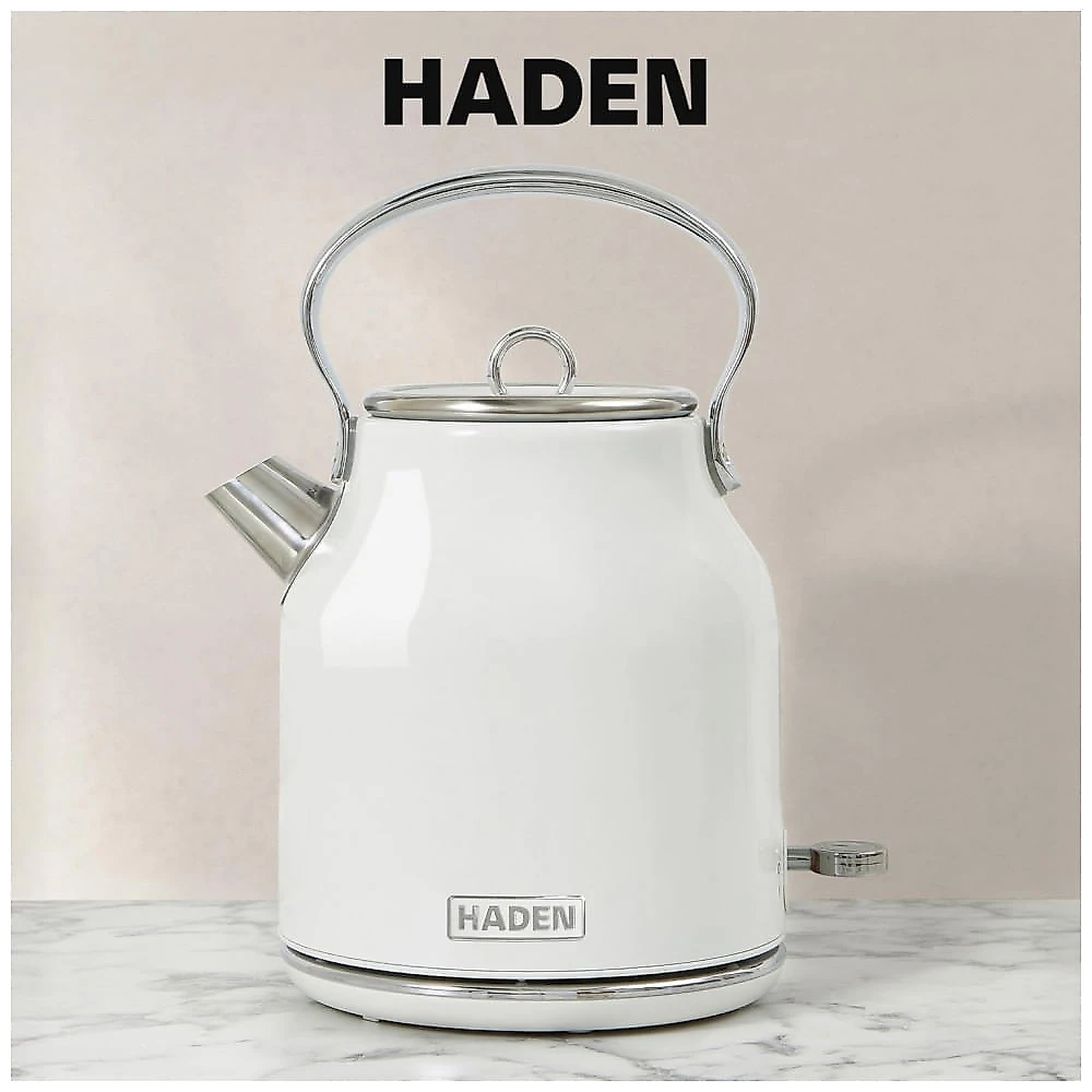 Conjunto chaleira elétrica e torradeira HADEN Heritage inox marfim retrô 4 fatias 1,7L 110V