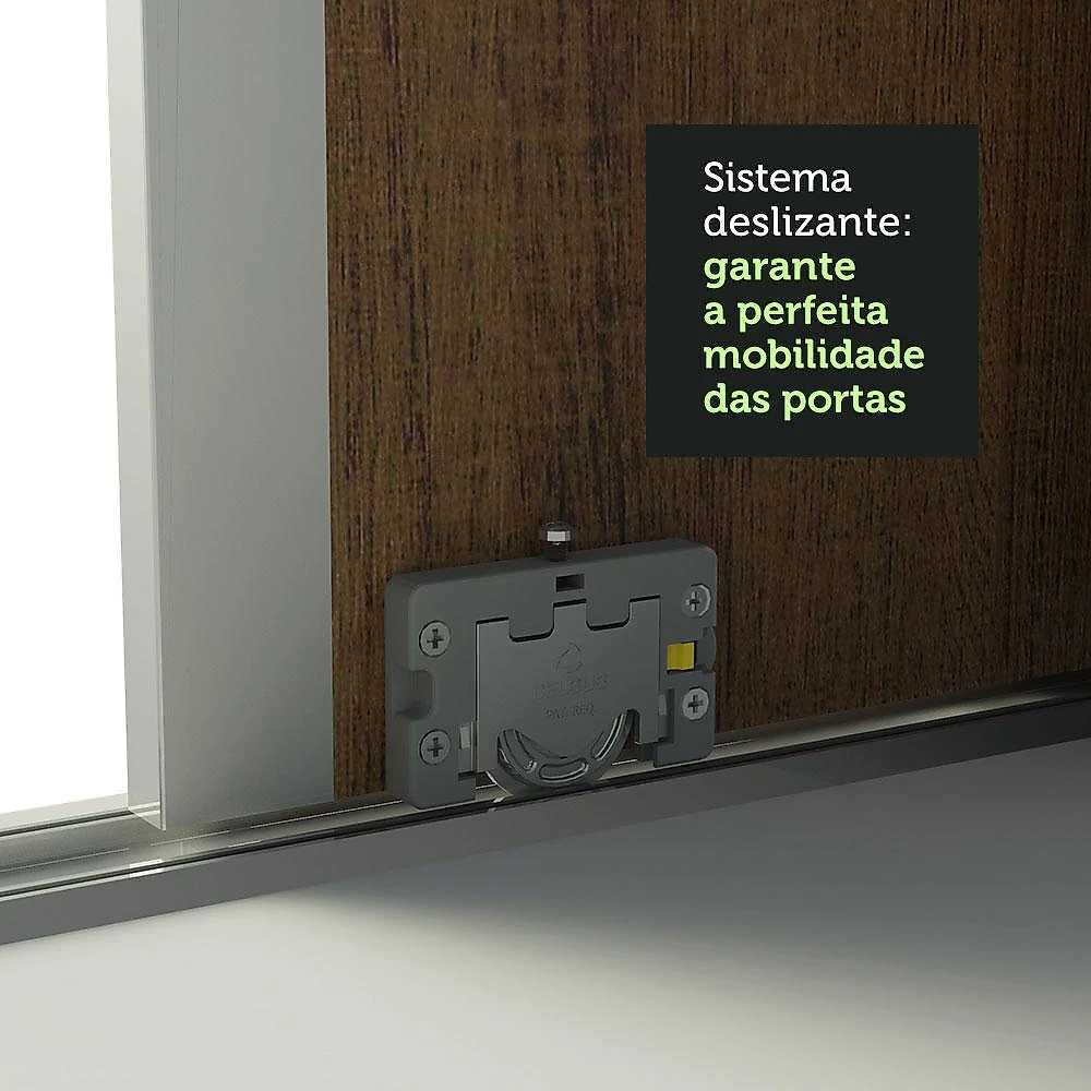 Guarda roupa casal 100% mdf madesa royale 3 portas de correr com espelhos - branco/rustic