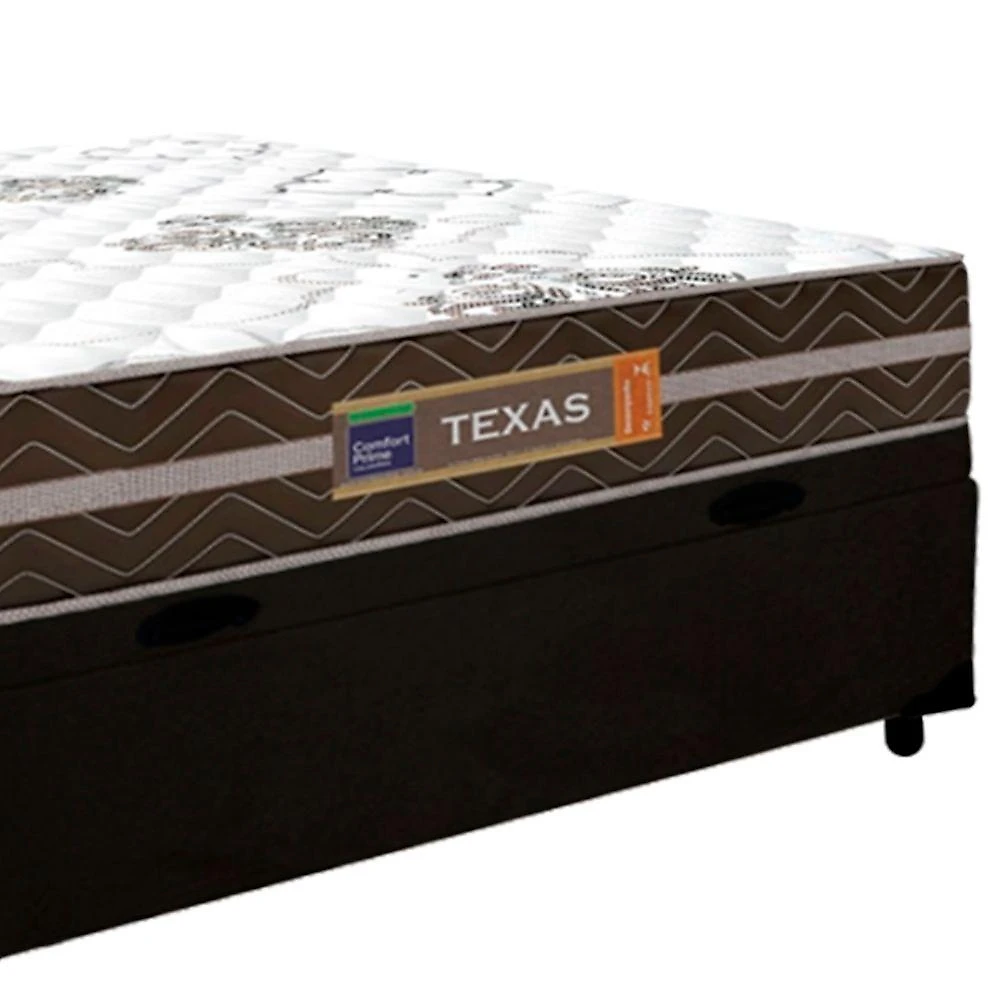 Cama Box Baú Casal Suede + Colchão Molas Ensacadas Texas Prime Colchões 138x188x66cm Preto