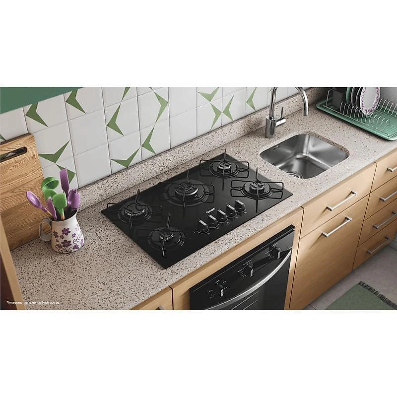 Cooktop 5 Bocas a Gás Consul com Queimadores Especiais e Mesa de Vidro CDS75AE Bivolt Bivolt