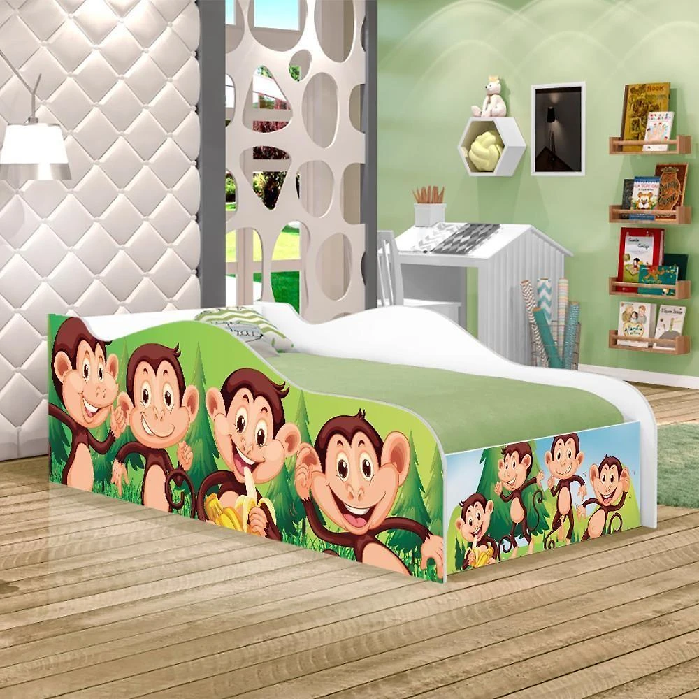 Cama Fun Macacos Solteiro Com Colchão