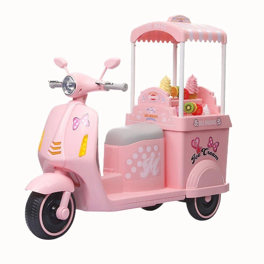 Moto Elétrica Infantil Sorveteria com Som e LED Rosa Unitoys 12V
