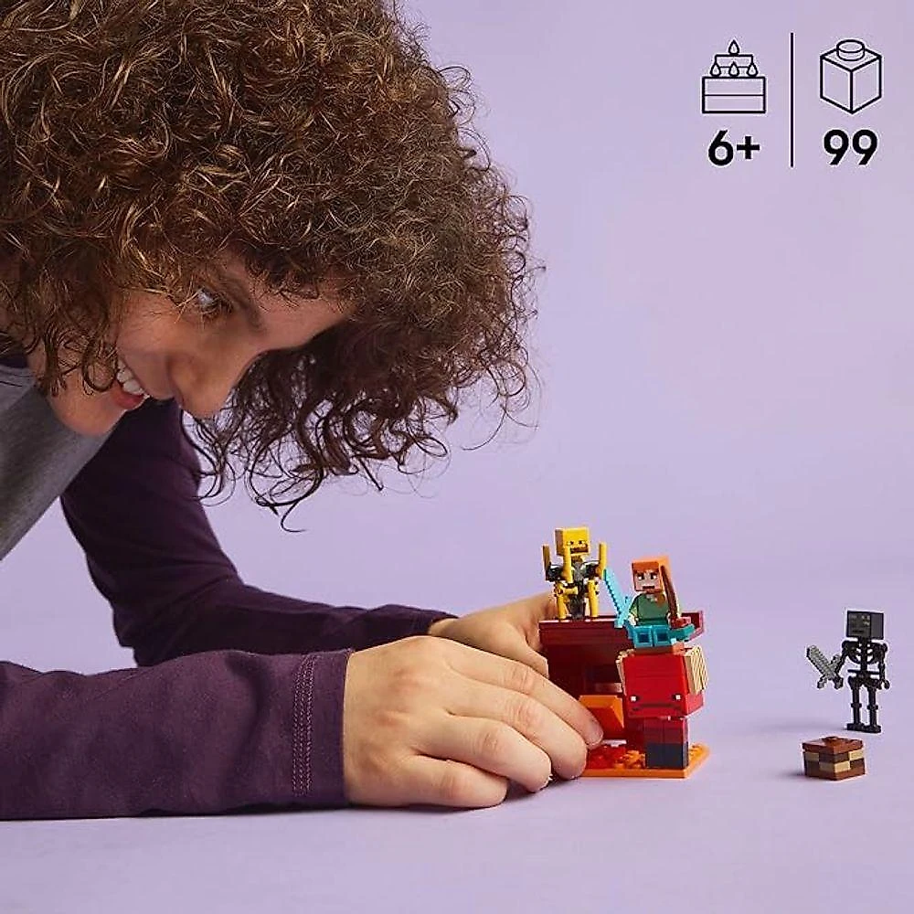 Kit de Construção 21266 a Batalha de Lava no Nether com Ação de Lava em Cascata Lego Vermelho