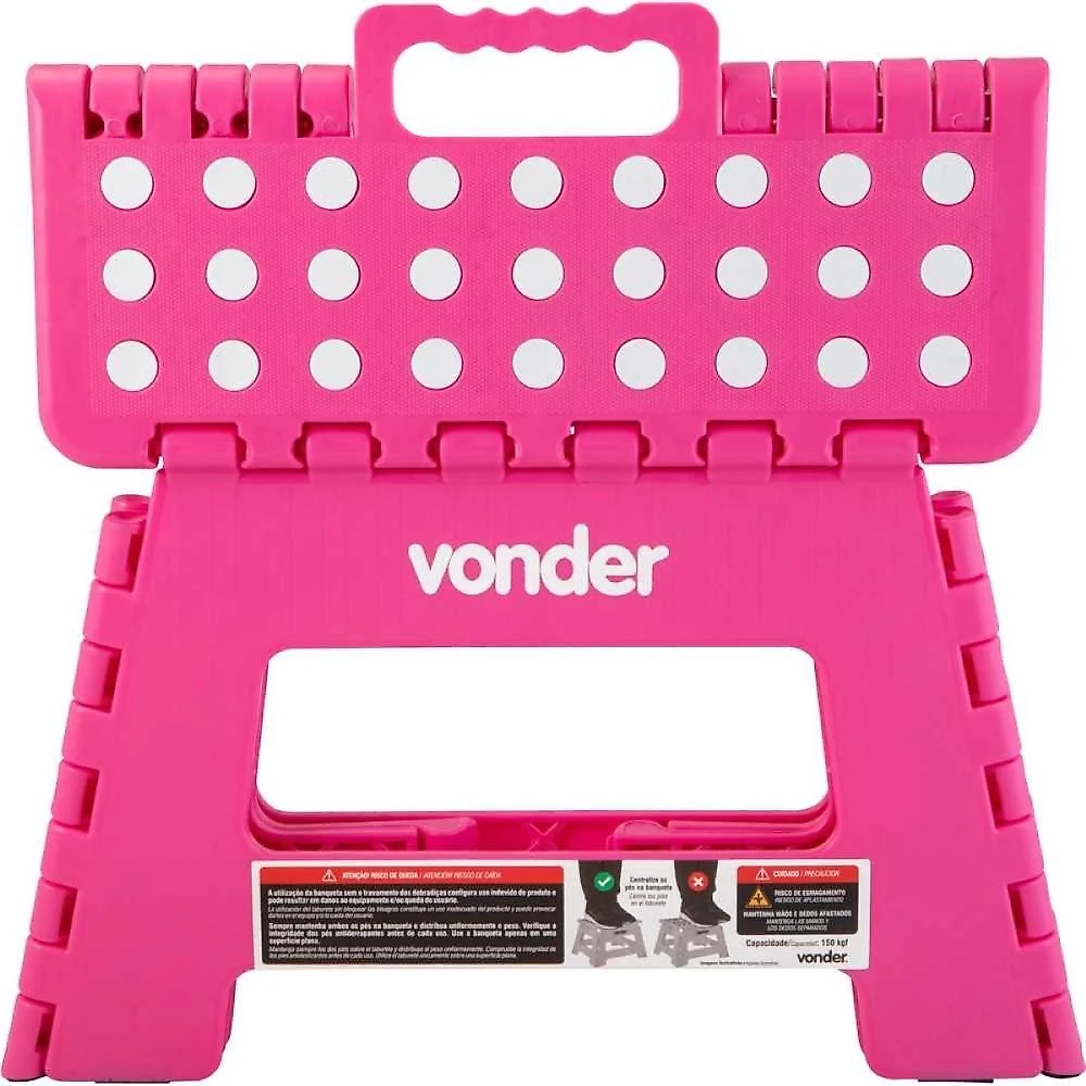 Banqueta plástica dobrável rosa 220mm vonder