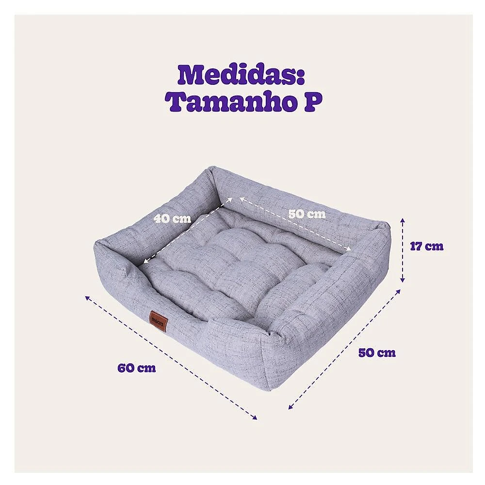 Cama Meau Retangular  Impermeável  Cinza - Tam. P