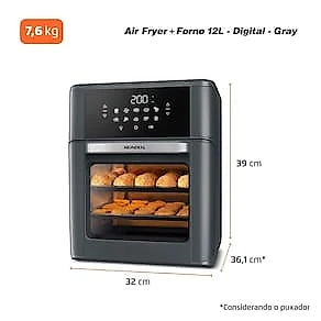 Fritadeira Air Fryer Oven Mondial AFON-12L-FG 12L Digital 2000W Cinza 110V