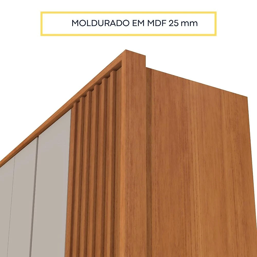 Guarda Roupa Casal Ripado 6 Portas 6 Gavetas 275cm Espresso Móveis Guarda Roupa Casal Ripado 6 Portas 6 Gavetas Espresso Móveis Cinamomo/Off White