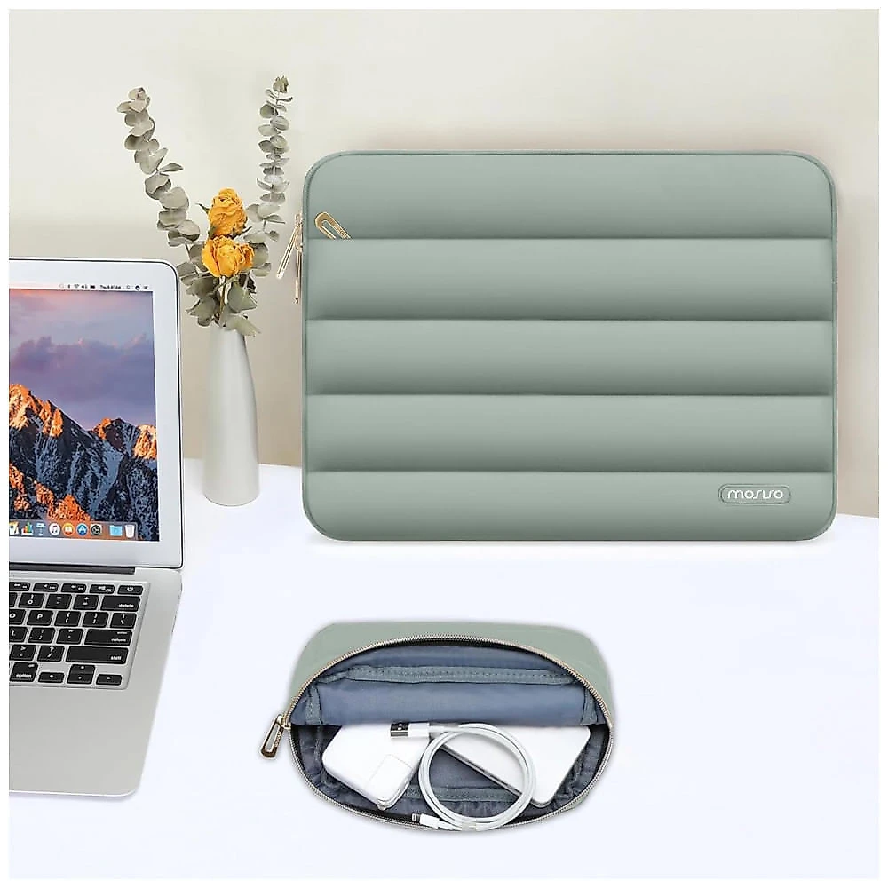 MOSISO Sleeve 15-16" para Laptop com Bolsa Pequena, Verde, Compatível com MacBook Pro, HP, Dell, Lenovo e ASUS