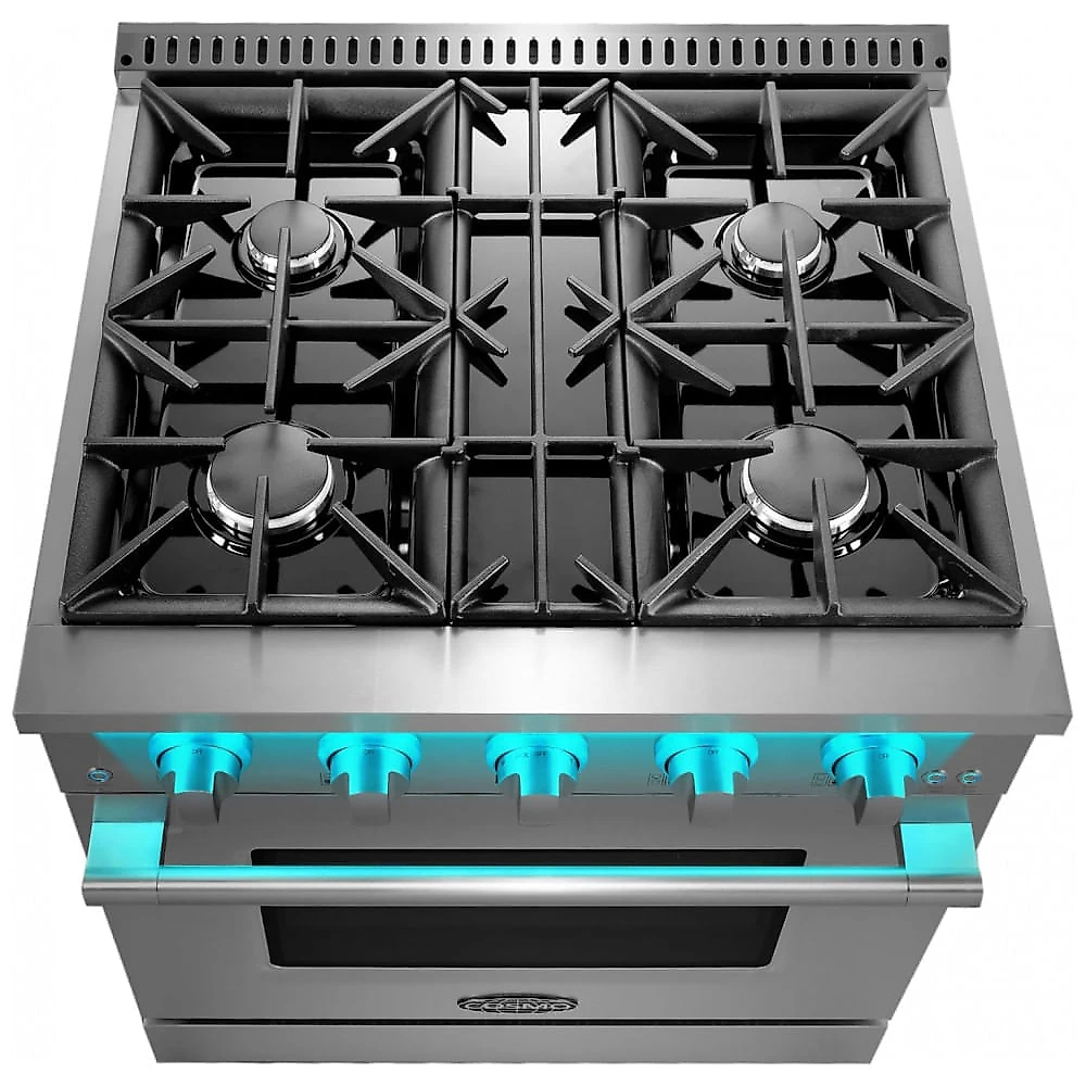 Fogão 4 bocas 76cm Cosmo inox Vista forno a gás 99L convecção 110V