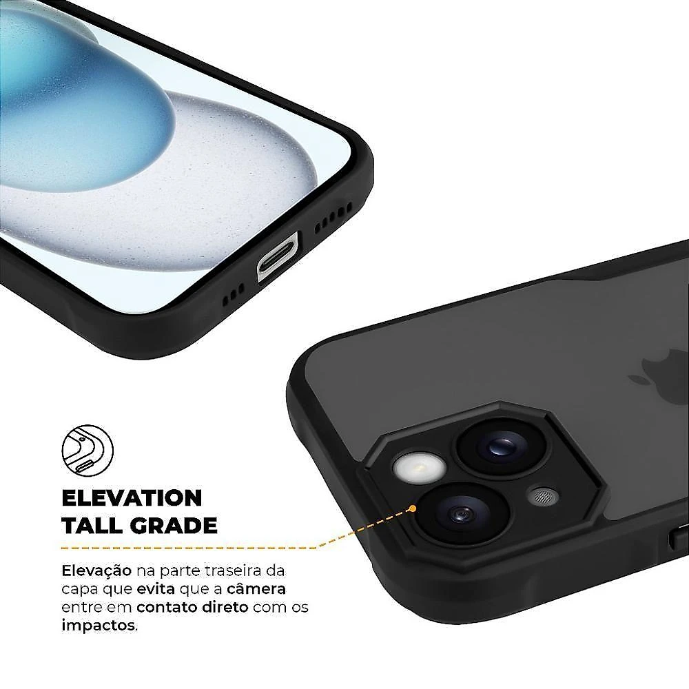 Kit Capa Dual Shock Sense E Pelicula Defender Pro Privacidade Para Iphone 15 - Gshield