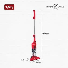 Aspirador de Pó Vertical Mondial Turbo Cycle AP36 2 em 1 1100W Coletor Translúcido Grande Poder de Sucção Vermelho e Preto 110V