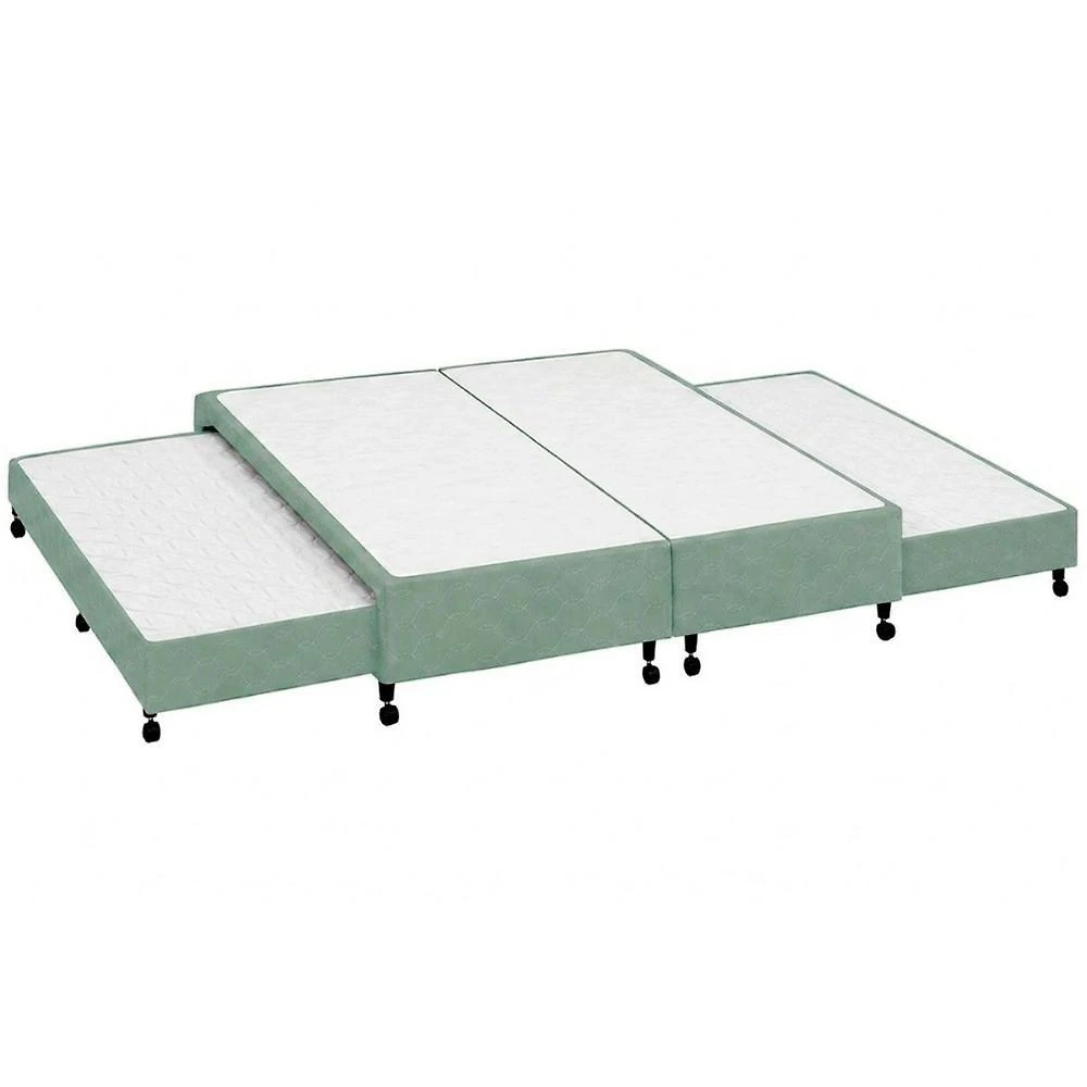 Cama Box King Poli Green com Auxiliares Tecido Verde Colchões Castor
