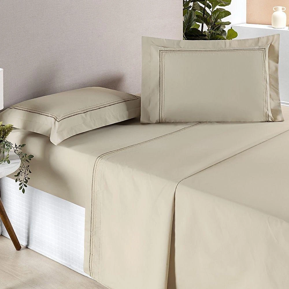 Jogo de Cama Ellos King 4 Peças 80% Algodão - 20% Poliéster Percale 200 Fios Caqui Bia Enxovais
